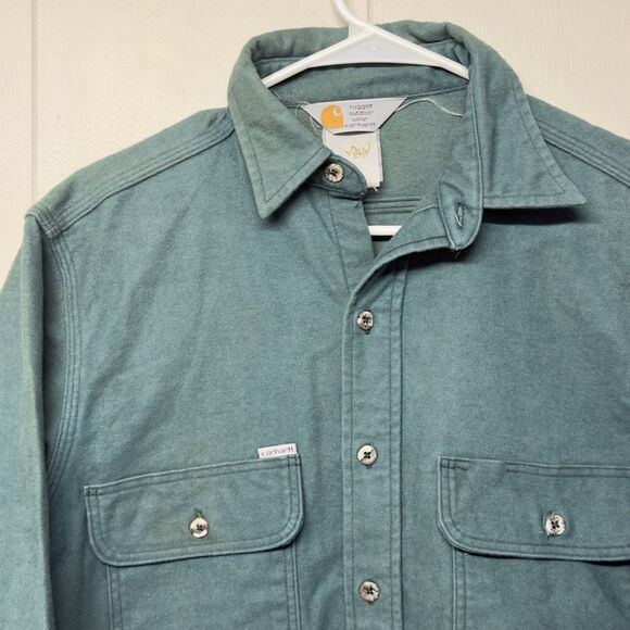 Vtg Carhartt Rugged Outdoor Wear Button Down Shirt Canvas Workwear Faded Men M - Picture 3 of 10